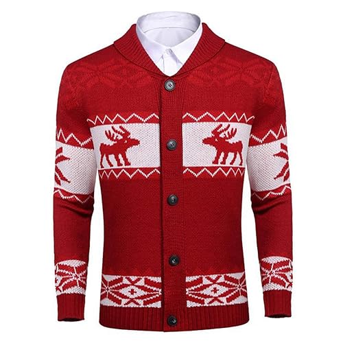 Mens Color Block Sweater Cardigans Shawl Collar Button Christmas Cardigan Slim Fit Lightweight Cable Knit Sweaters3