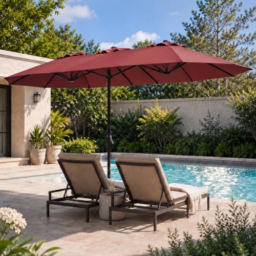 15ft Large Patio Umbrella No Base,Red Outdoor Double-Sided Umbrella by DomeShade - Used condition - Image 7