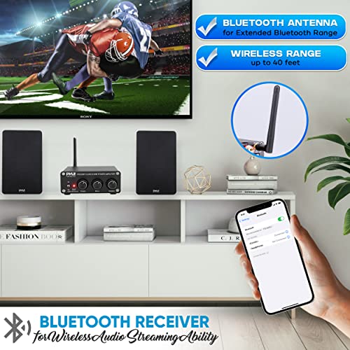 image for Pyle Compact Powerful Home Audio Amplifier Receiver Mini with Bluetoot