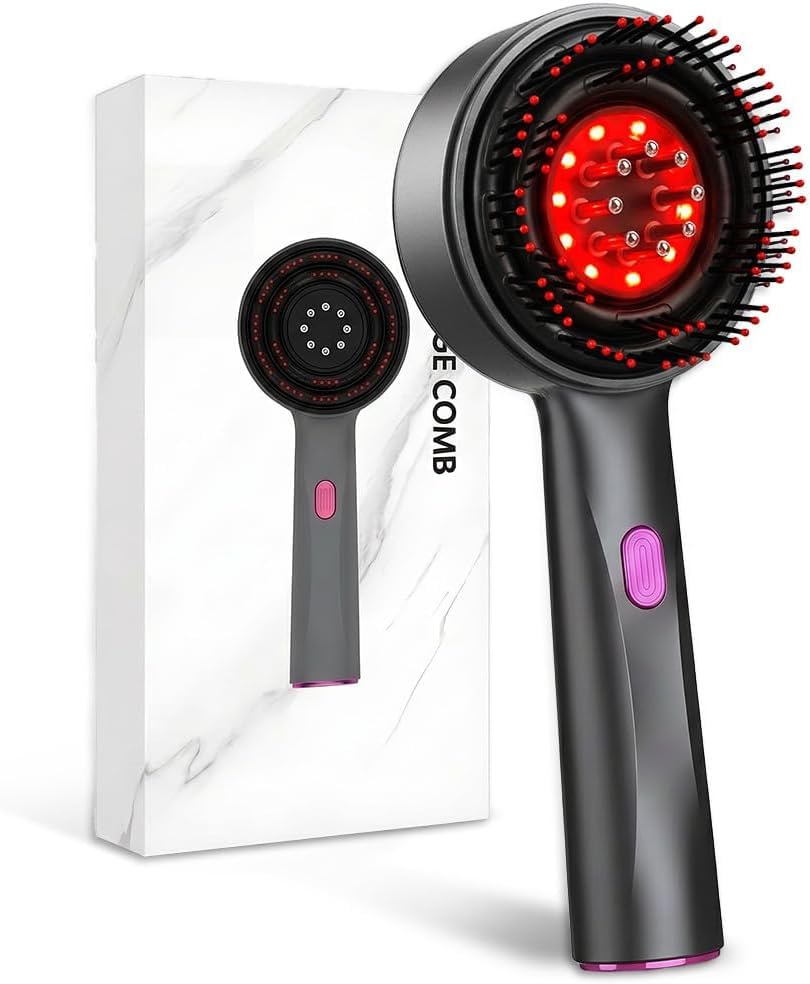 Kopfmassagegerät Elektrisch 3 in 1 Kopfhaut Massagebürste mit Haaröl Applikator Rotlicht Scalp Massager 3 Modi IPX7 Wasserdicht für Männer und Frauen