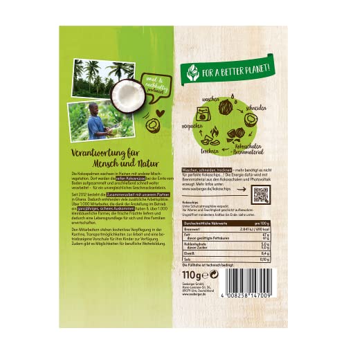 Seeberger Kokoschips, Knusprige Kokosstreifen aus Westafrika - lecker und aromatisch - sozial & nachhaltig produziert - naturbelassen - ungesüßt, vegan (12 x 110 g)