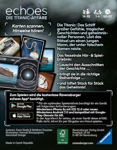 Ravensburger 24698 Echoes Die Titanic-Affäre - Audio Mystery Spiel ab 14 Jahren, Erlebnis-Spiel