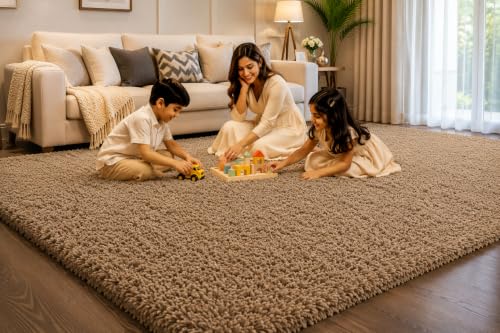 Image of Shaggy Carpet 5x8 Ft for Living Room & Bedroom (Mouse)