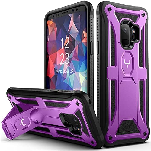 YOUMAKER Designed for Samsung Galaxy S9 5.8 inch Case with Built-in Screen Protector Kickstand Full Body Heavy Duty Shockproof Rugged Bumper Protector Rugged Phone Cover-Black