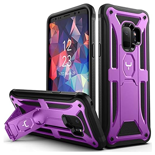 YOUMAKER Designed for Galaxy S9 Case, Heavy Duty Protection Kickstand with Built-in Screen Protector Shockproof Case Cover for Samsung Galaxy S9 5.8 inch (2018 Release) - Purple