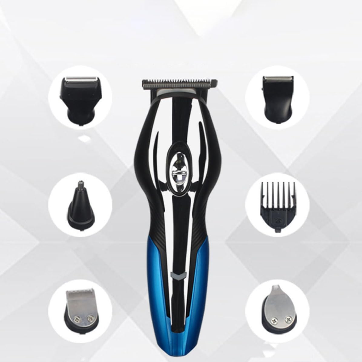 ibasenice Kit Taglio Chioma Multifunzione USB con Lame Precise e Rasoio Naso Orecchie, Rifinitore Barba Uomo in Abs con Batteria e Funzione Incisione