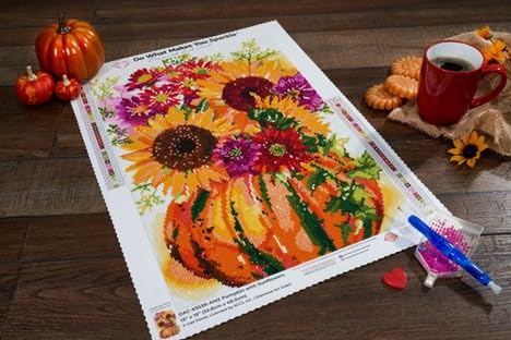 Amazon.com: DIAMOND ART CLUB Pumpkin with Sunflowers Diamond
