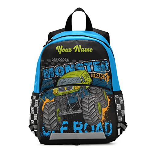 beeplus Custom Monster Truck Backpack for Boys Girls – Personalized Preschool Bag with Name for School & Travel