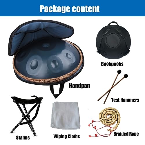 Handpan Drum acero 9 notas 22 pulgadas negro miniatura 2
