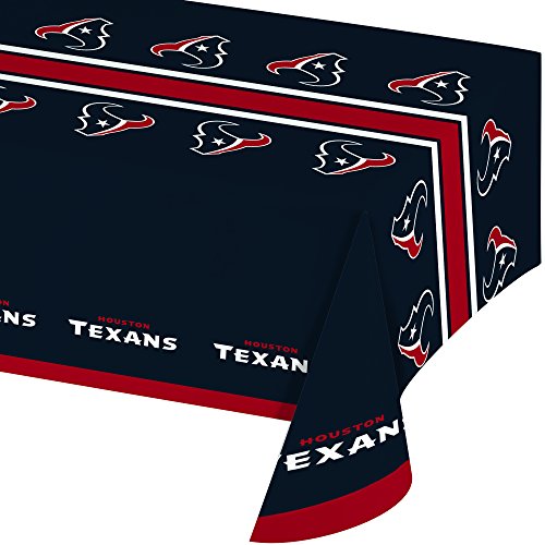 Creative Converting Officially Licensed NFL Plastic Table Cover, 54x102, Houston Texans