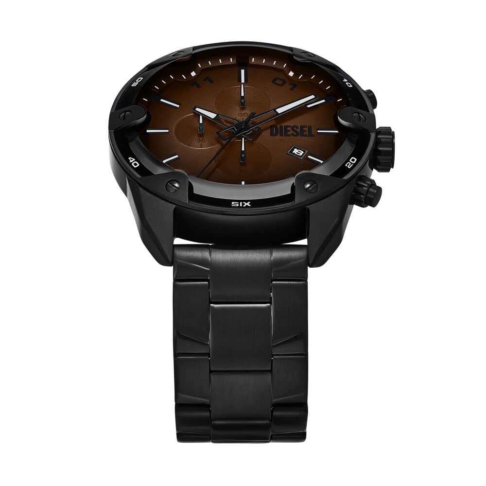 Diesel Spiked Herren 49MM Schwarze Edelstahl Uhr, DZ4691