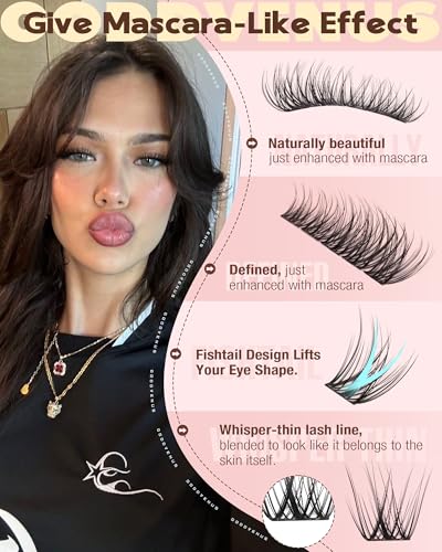 Image of Wispy Lash Clusters Kit Mascara-like Natural Eyelash Clusters Lashes Cluster Eyelash Extensions Kit 10-16mm False Eyelashes Individual Lashes C Curl Lash Extension Kit For DIY