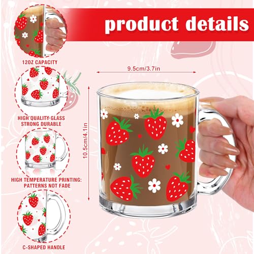 Taza de vidrio con diseño de fresa 12 oz miniatura 2