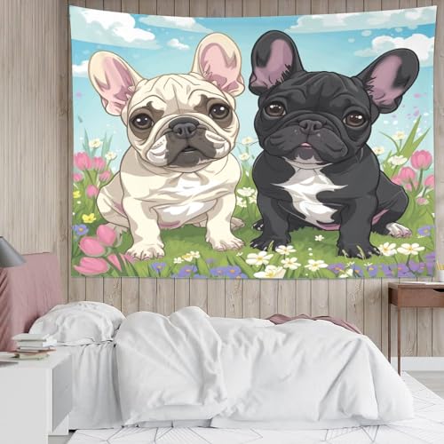 Couverture murale 3D bouledogue français tapisserie polyester 150x200 cm - 5