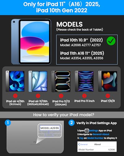 Image of typecase Edge Keyboard Case for iPad 11th Gen A16 (2025) & 10th Gen 10.9 inch (2022) - Multi-Touch Trackpad, 11-Color Backlit Magic-Style Keyboard - Floating Magnetic Stand, Pencil Holder - Pacific Blue