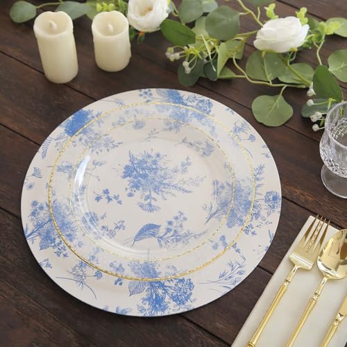 Platos descartables de cartón azul floral 13 pulg x6 miniatura 7