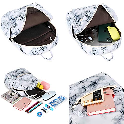 Mini Backpack Girls Water-Resistant Small Daypack Shoulder Bag For Womens Adult Kids Unisex (Marble White) #TOP1