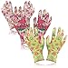 Produktbild com-four® 3X Paar Gartenhandschuhe in Größe L - Schutz-Handschuhe im Blumen-Design mit Gummibeschichtung [Auswahl variiert] (03 Paar - grün/rosa - L)