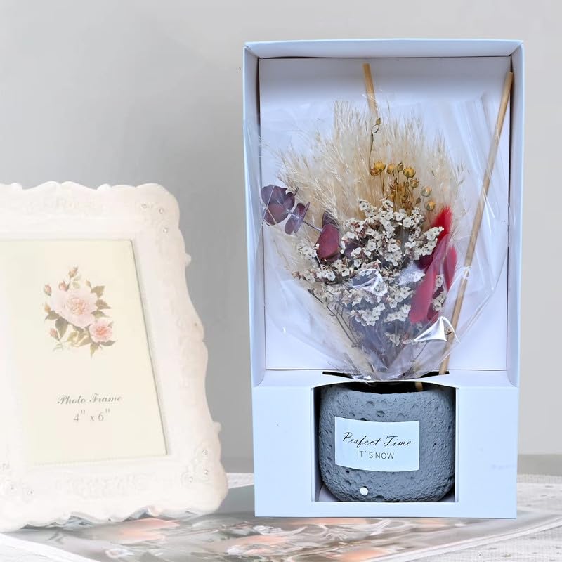 Cortina Preserved Dried Flowers for Wall Decor | Aesthetic Room Decor, Home Decor, Living Room Decor & Bedroom Decor | Great for Christmas Gifting - Red & White - 16x9x28 CM 4