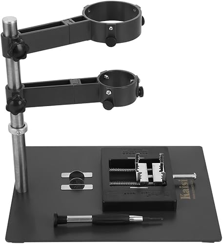 Soporte de pistola de aire caliente resistente Abrazadera base de aluminio fundido con 2 accesorios para estación de soldadura BGA Rework