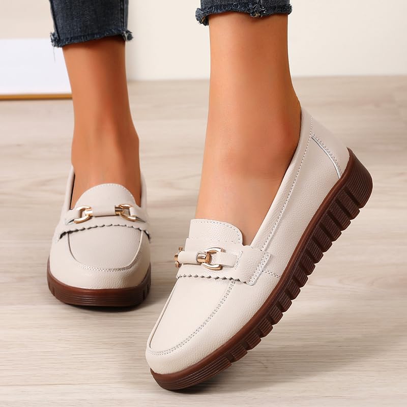 Image of Loafers for Women Business Casual Shoes Comfortable & Lightweight Round Toe Penny Dressy Slip On Work Flats