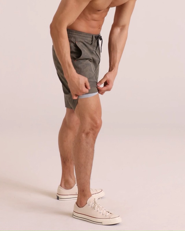 SAXX Underwear Co. Men's Land to Sand 2N1 Short, Jungle Haze- Dark