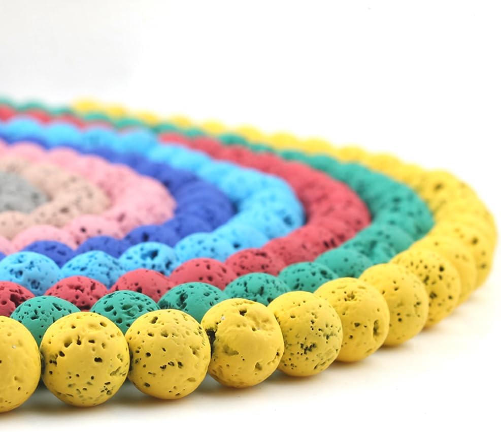 12mm Multicolor Natural Lava Stone Volcanic Rock Beads for DIY Jewelry Making - Bracelets, Necklace Supplies - (Color: White K/Size: 12mm 28Pcs Beads)