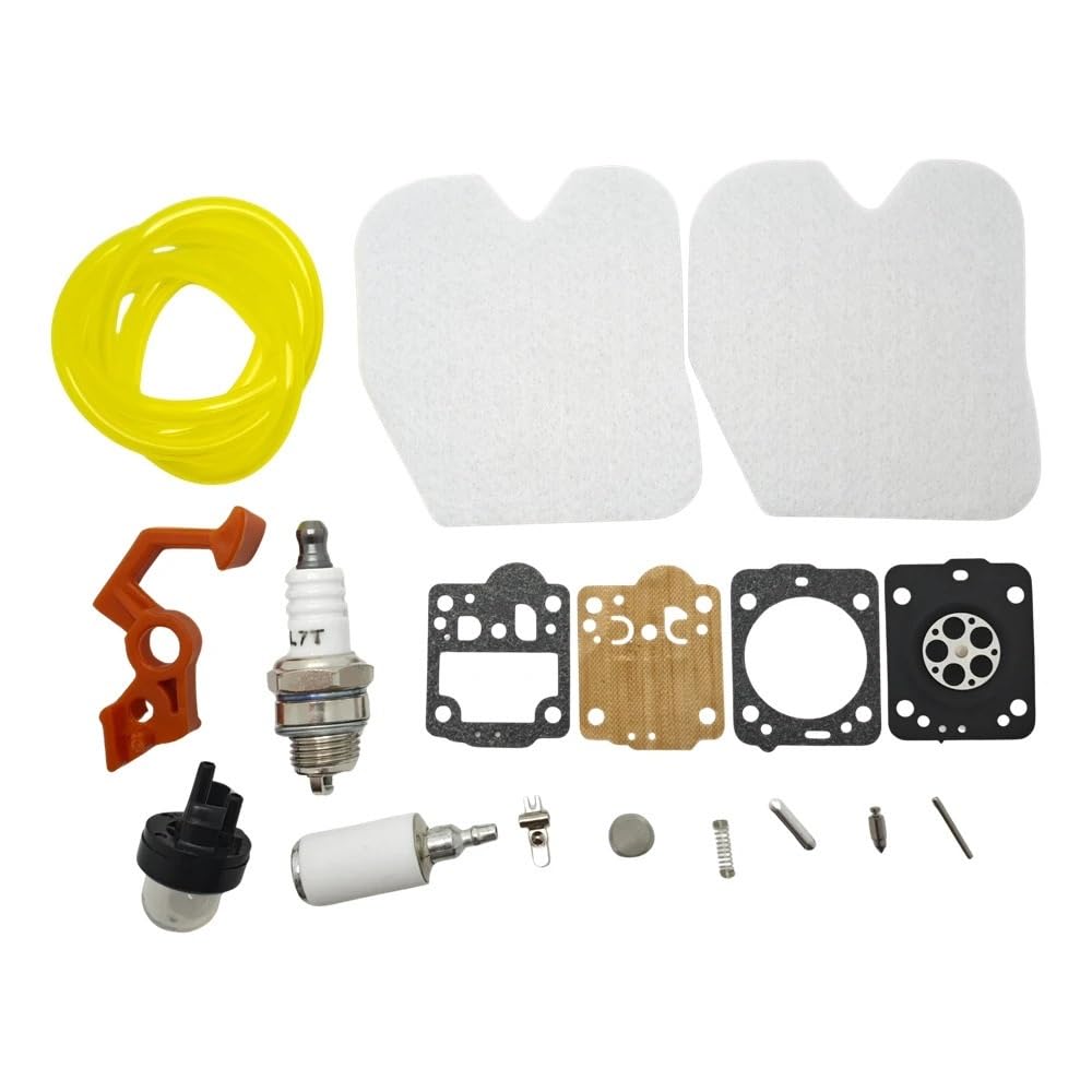 Kit de carburador Servicio 17 Piezas, Filtro Aire y Combustible for Motosierra McCulloch CS340 CS380, línea Gasolina, Bombilla cebado, Juego bujías, repuestos