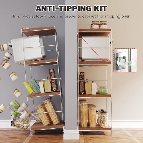Image of 4-Tier Industrial Bookshelf, Wood and Metal Shelf Unit, Storage Bookcase