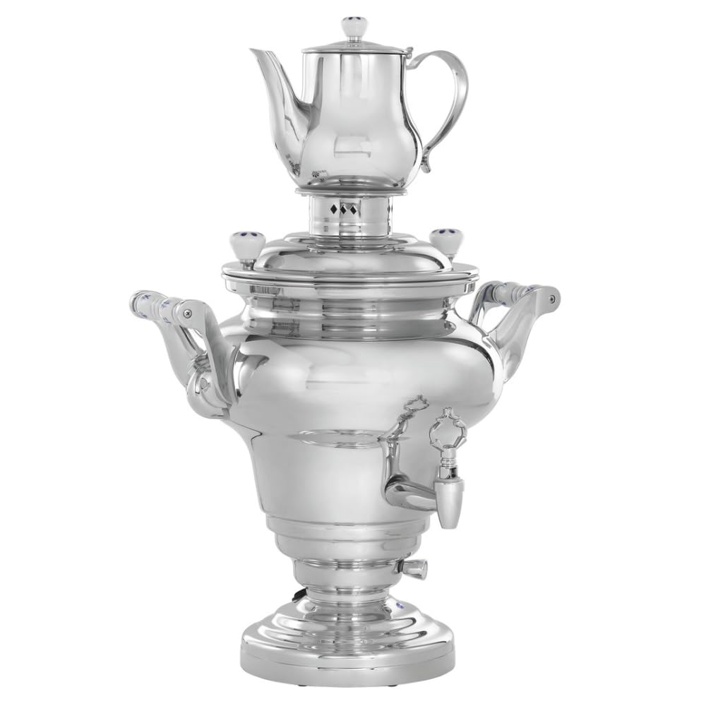 MBH - Samovar de 15L profesional con tetera. Hervidor de agua industrial con asas de cerámica para hosteleria.