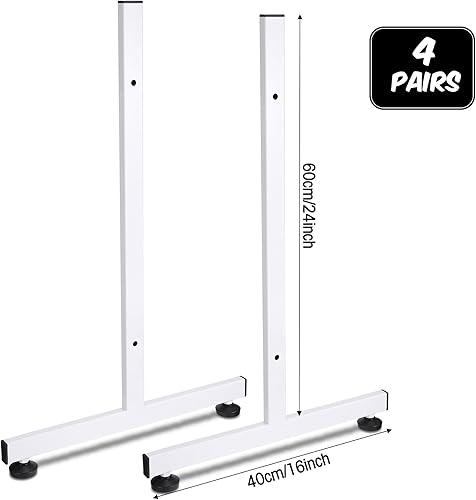 Miniatura 3 de Fumete 4 pares de patas de rejilla de alambre, base en T, tubo rectangular, soporte de pared de alambre, base de panel de rejilla, accesorios para