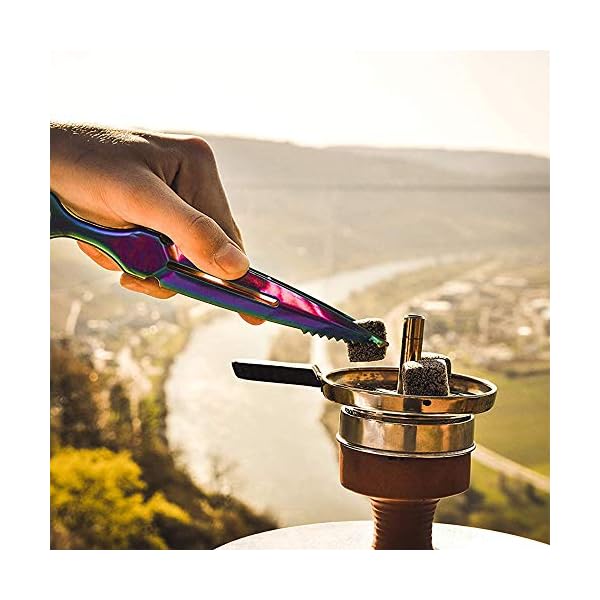 Yhuasia Shisha Zange Edelstahl, 2 Stück Metall Shisha Zange, Tabak Zange, Shisha Tabak Zange, Shisha Zange Set, für Charcoal Bar Shisha Pipe Zubehör Charcoal Clip (Schwarz und Farbig) – Bild 7