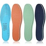 Sintege 3 Pairs Breathable Shoe Insoles Inserts Ultra-Soft Cushioning Walking Comfort Double-Layer Latex Foam Perforated Replacement Insoles for Men 7-11 Woman 2-8(Coral, Avocado, Dark Blue)