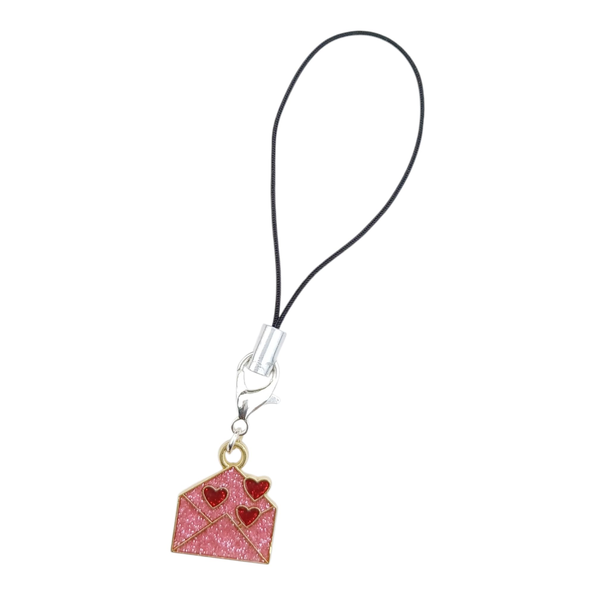 Love Letter Charm Phone Strap Pink Glitter Envelope with Hearts M-image-21