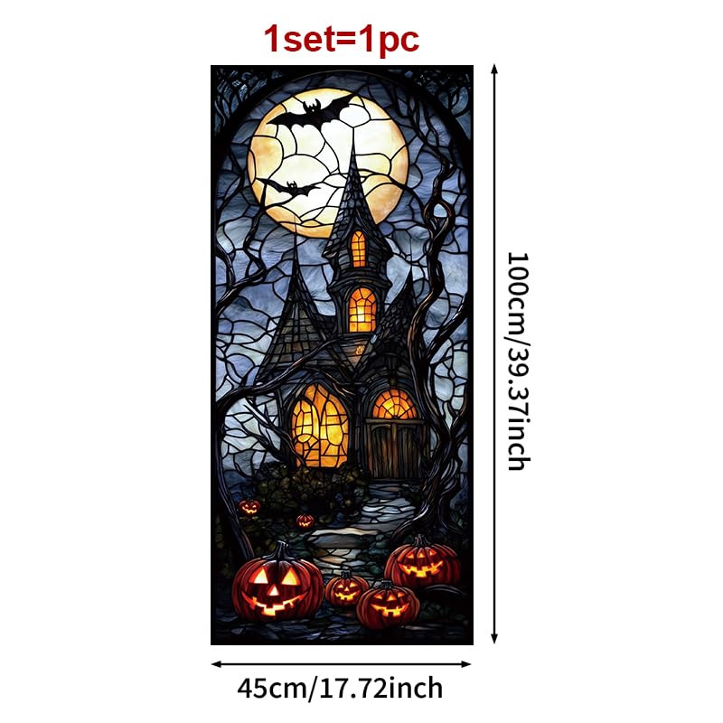 Película para ventana estilo vitral casa embrujada Halloween 17.71x39.97 pulg miniatura 3