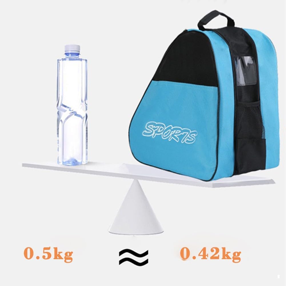 Ice Skating Bag with Adjustable Shoulder Strap, 3-Layer Storage for Roller Skates, Ice Skates, Helmet & Protective Gear, for Men and Women, Blue
