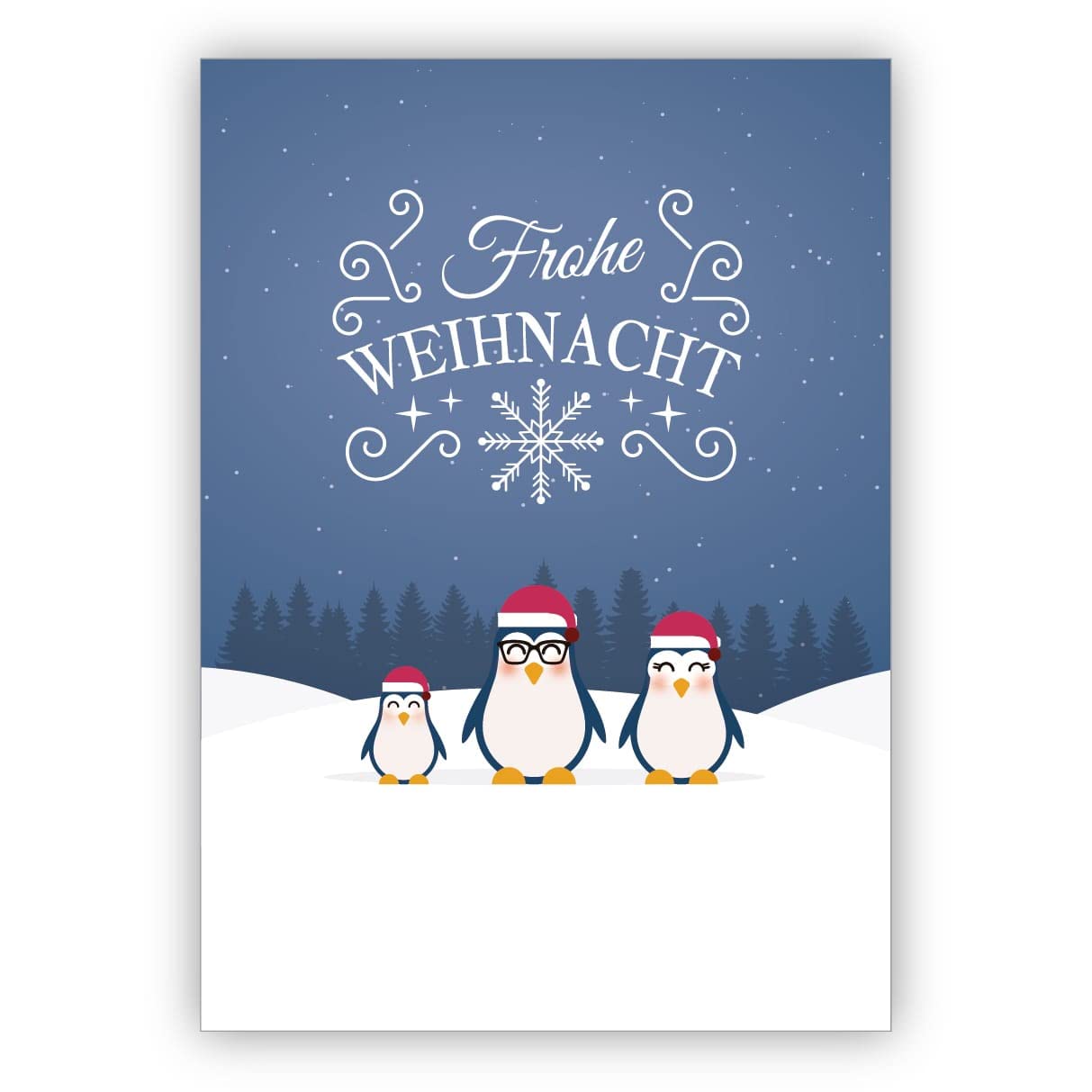 Kartenkaufrausch 16 Stück: Eine Pinguin Familie wünscht auf dieser Weihnachtskarte: Frohe Weihnacht • weihnachtliches Grußkarten Set mit Umschlag zum Fest der Liebe für Familie und Freunde