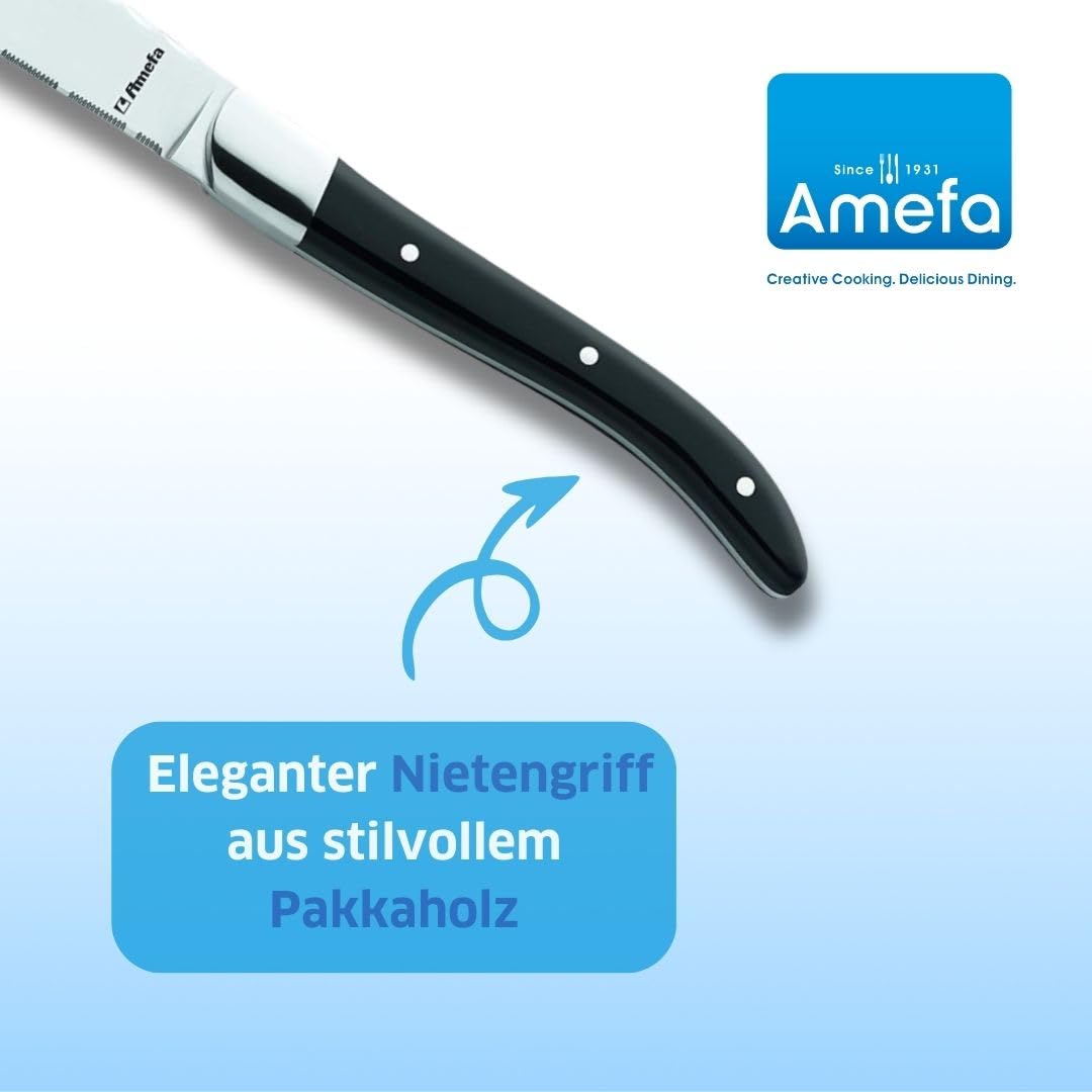 Amefa Royal - Set di coltelli da bistecca, colore: Nero