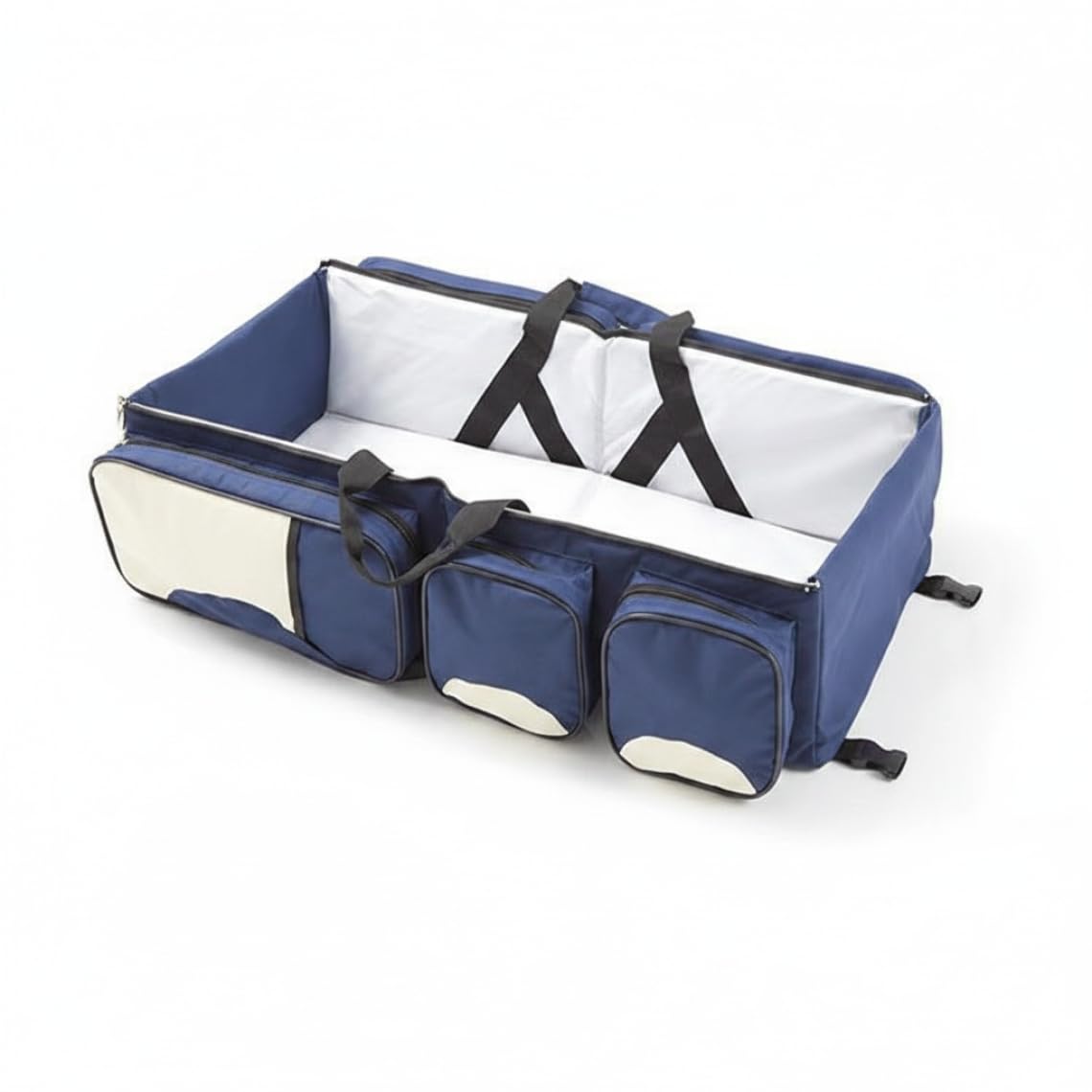 Cunas, Moisés de Viaje para bebé Plegable, Moisés de Viaje para bebé Plegable, Cuna 2 en 1 y Bolsa para mamá de Gran Capacidad, Mochila de pañales portátil y Liviana para recién Nacidos (Azul Oscuro)