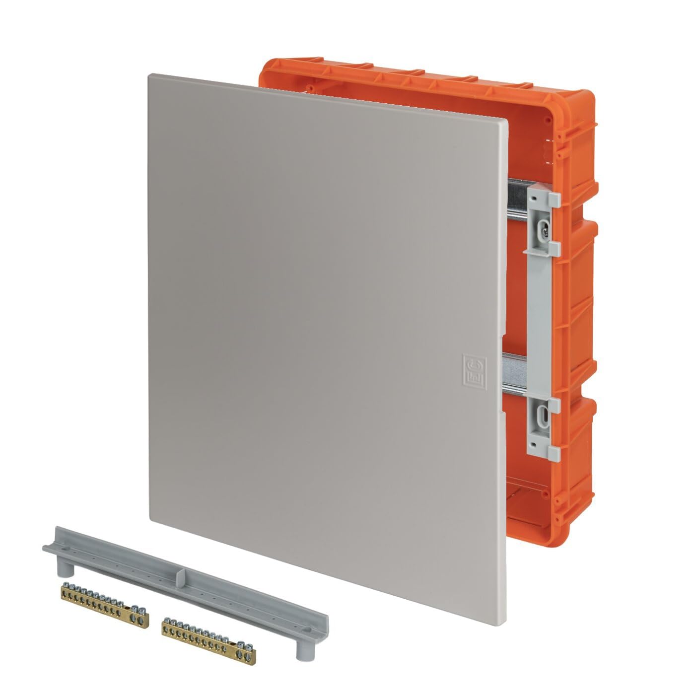 Boîtier encastrable pour maçonnerie avec bornier – Tableau électrique 24 modules DIN (2 x 12), ultra fin 11 mm, style moderne et élégant, IP40, rail DIN, pour rénovation d'appartements, sable
