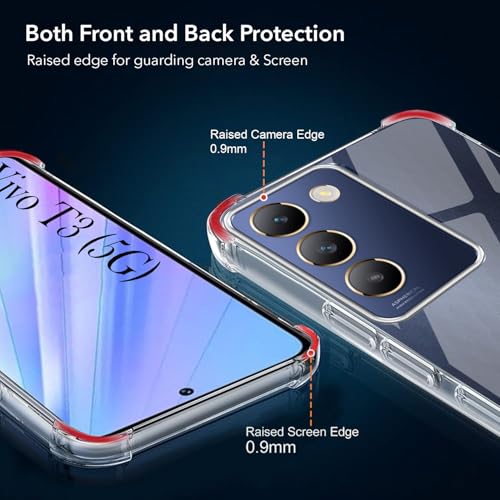 Image of Jkobi Shockproof Crystal-Clear Back Cover for Vivo T3 5G (Anti Yellow Case | Drop & Camera Protection | Hard Polycarbonate)