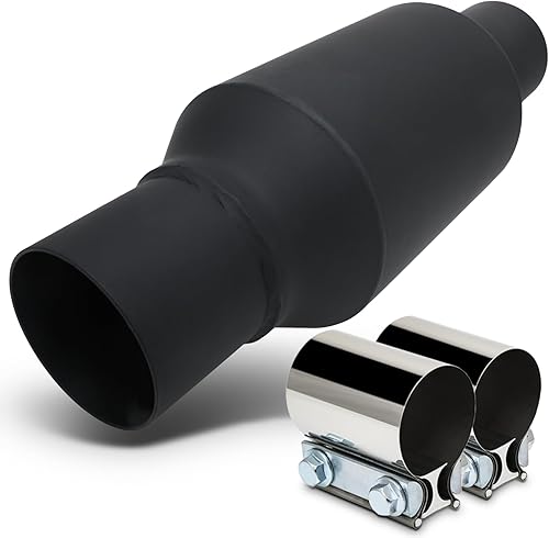 Miniatura 12 de M-AUTO Silenciador universal de entrada y salida de 3 pulgadas, conjunto de silenciador de escape de acero inoxidable resistente, longitud total