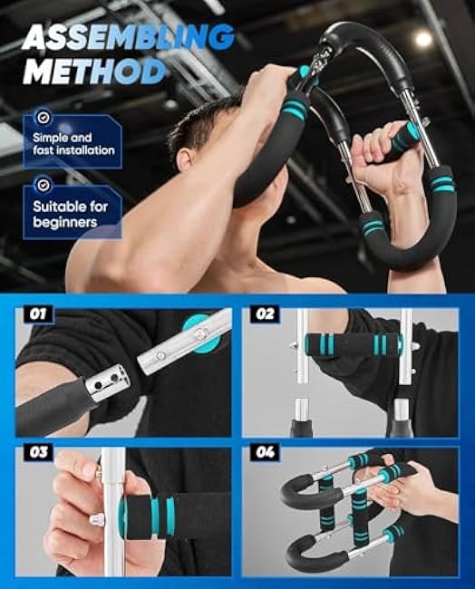 Arm Trainer,44-110lb Adjustable Chest Workout Equipment,Portable Spring Resistance,Home Fitness,Detachable Design