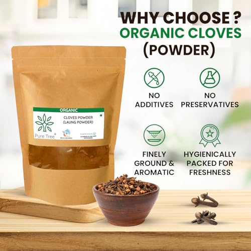 Image of Pure Tree Certified Organic Laung Powder | 350 g | Organic Clove Powder | Lavang Powder | Aromatic & Flavorful Ground Clove Spice | Dried Cloves Masala | Lavangam
