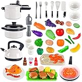 INLAIER Play Kitchen Food, 55PCS Kids Kitchen Pretend Play Toys, Play Food Sets for Kids Kitchen...