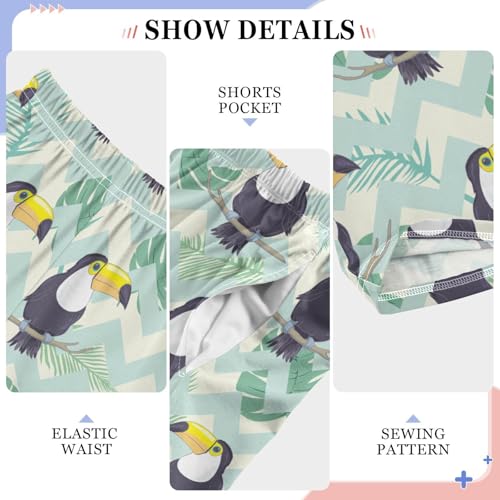 ZZKKO Tropical Toucan Leaves Boys Pants for Kids Jogger Pants with Pockets S-XL4