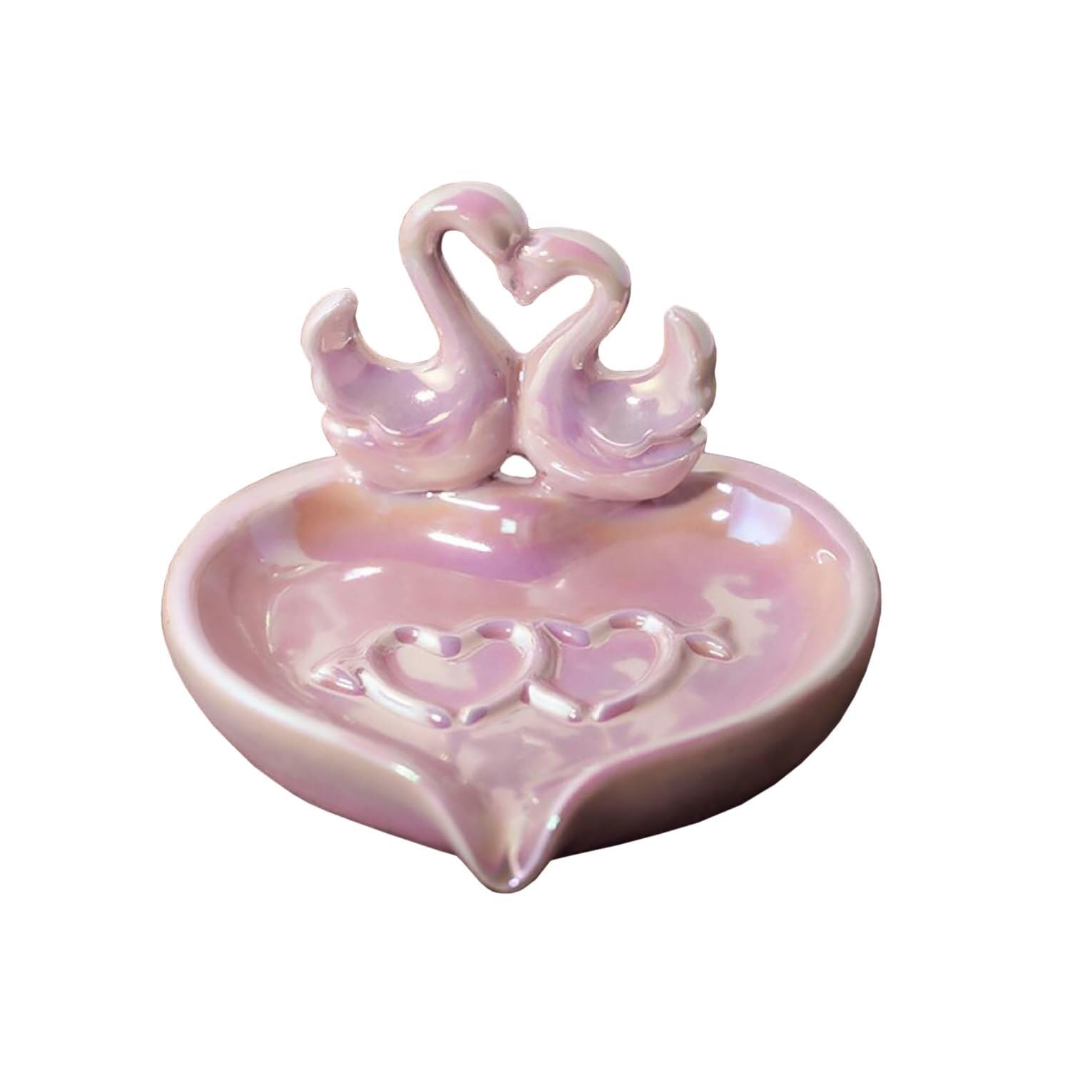 Holder for Shower Swan-shaped Ceramic Soap Dish With A Waterfall-style Drainer Suitable For Countertops Stand for Kitchen(Pink)