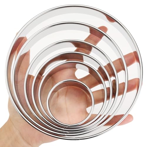 CUTENJOY 6 PCS Round Cookie Cutters (2, 3, 3.5, 4, 5, 6 Inch), Stainless Steel Biscuit Cutters For Baking, Large Circle Cookie Cutter for Baking, Pastry, Donuts, Fondant, Sandwich