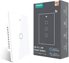 MoesGo WiFi Smart Wall Light Switch,Glass Panel, Multi-Control(3 Way), 2.4GHz Wi-Fi Touch Switches, Neutral Wire Required, Remote Control Smart Life/Tuya App, Work with Alexa, Google Home White 1 Gang