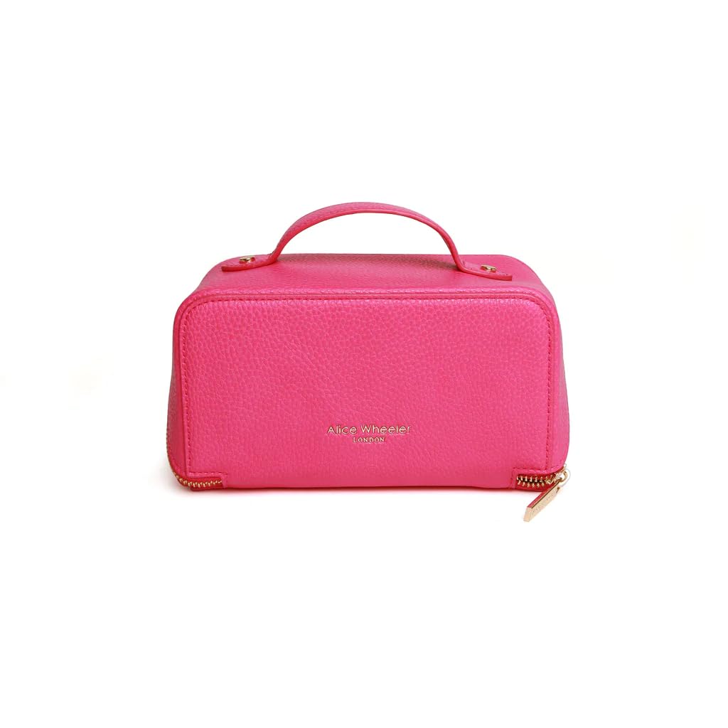 Alice Wheeler Luxury Beauty Case by London Train Case Vanity Kulturbeutel Schminkkoffer für Damen Mini, hot pink, Mini, Weiche Seiten